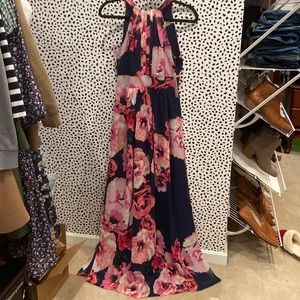 NWT Eliza J Maxi Navy Floral Halter Dress Size 2